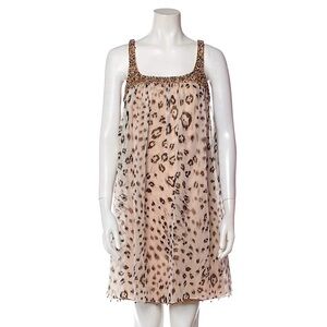 Mikael Aghal Silk Animal Print Mini Dress